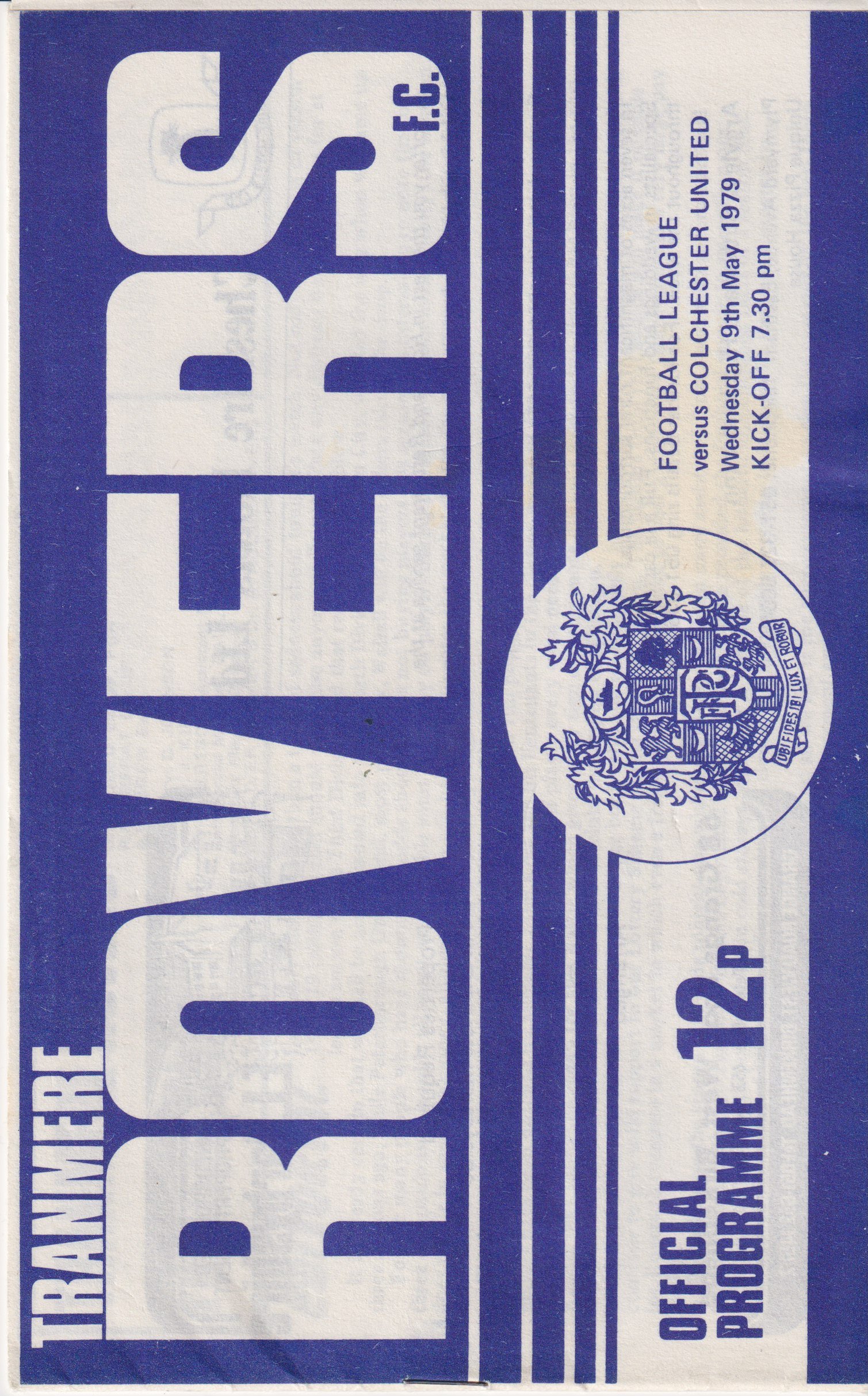 Tranmere Rovers v Colchester United match programme